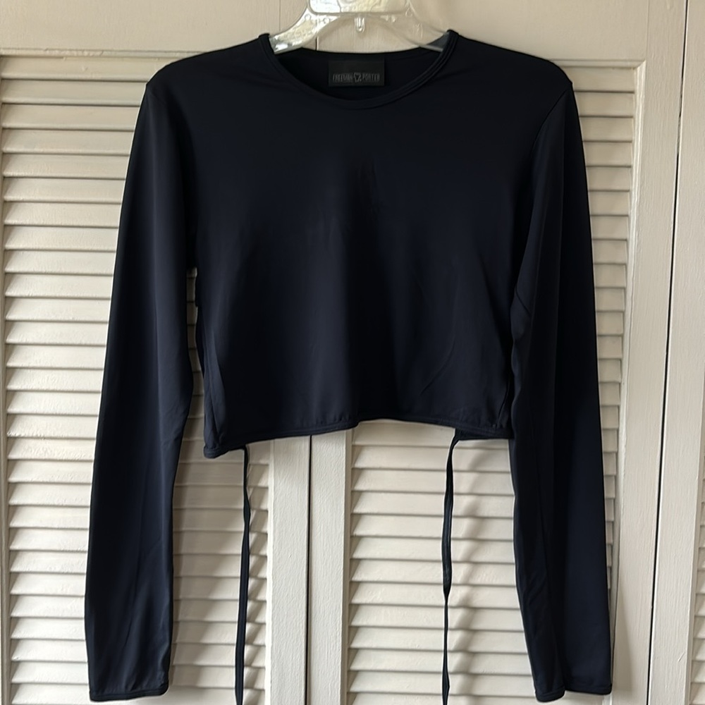 Long sleeve crop top that ties in back